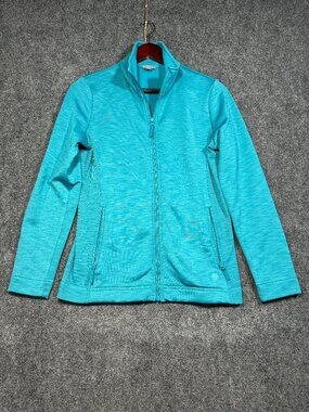 T by Talbots Jacket Womens XS Full Zip Blue Teal Stretch Zip Pockets